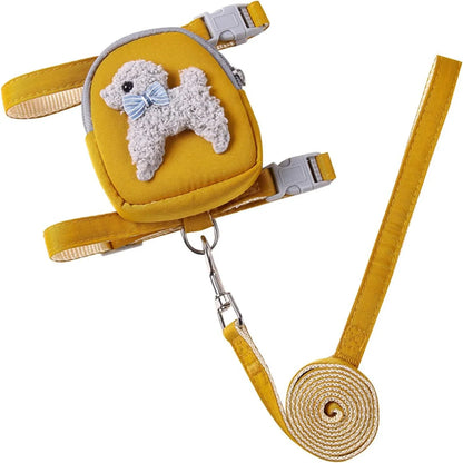 Dog Vest Harness Adjustable Chest  Puppy Outdoor Walking Leash with Cute Snack-Bag Dog Harness