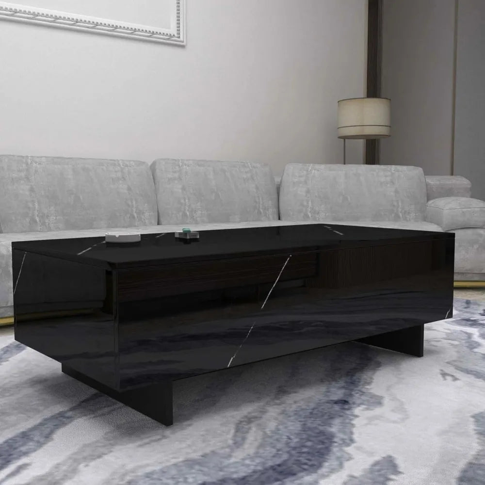Marble Rectangle Coffee Tables ,Contemporary High Gloss Elegant