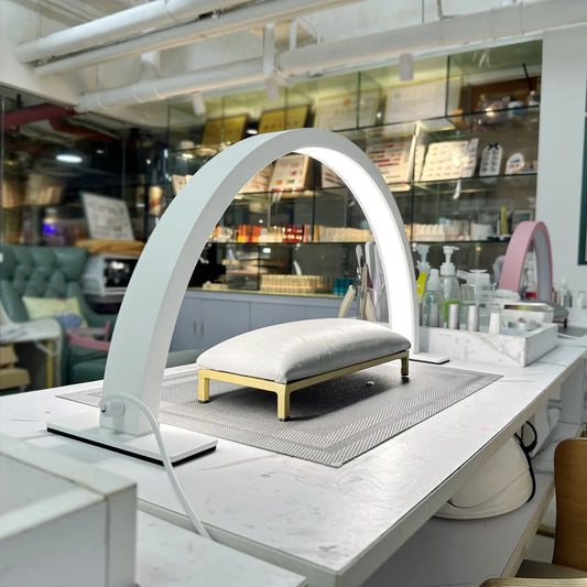 22-inch desk lamp, half-moon LED light, three colors of light, adjustable brightness