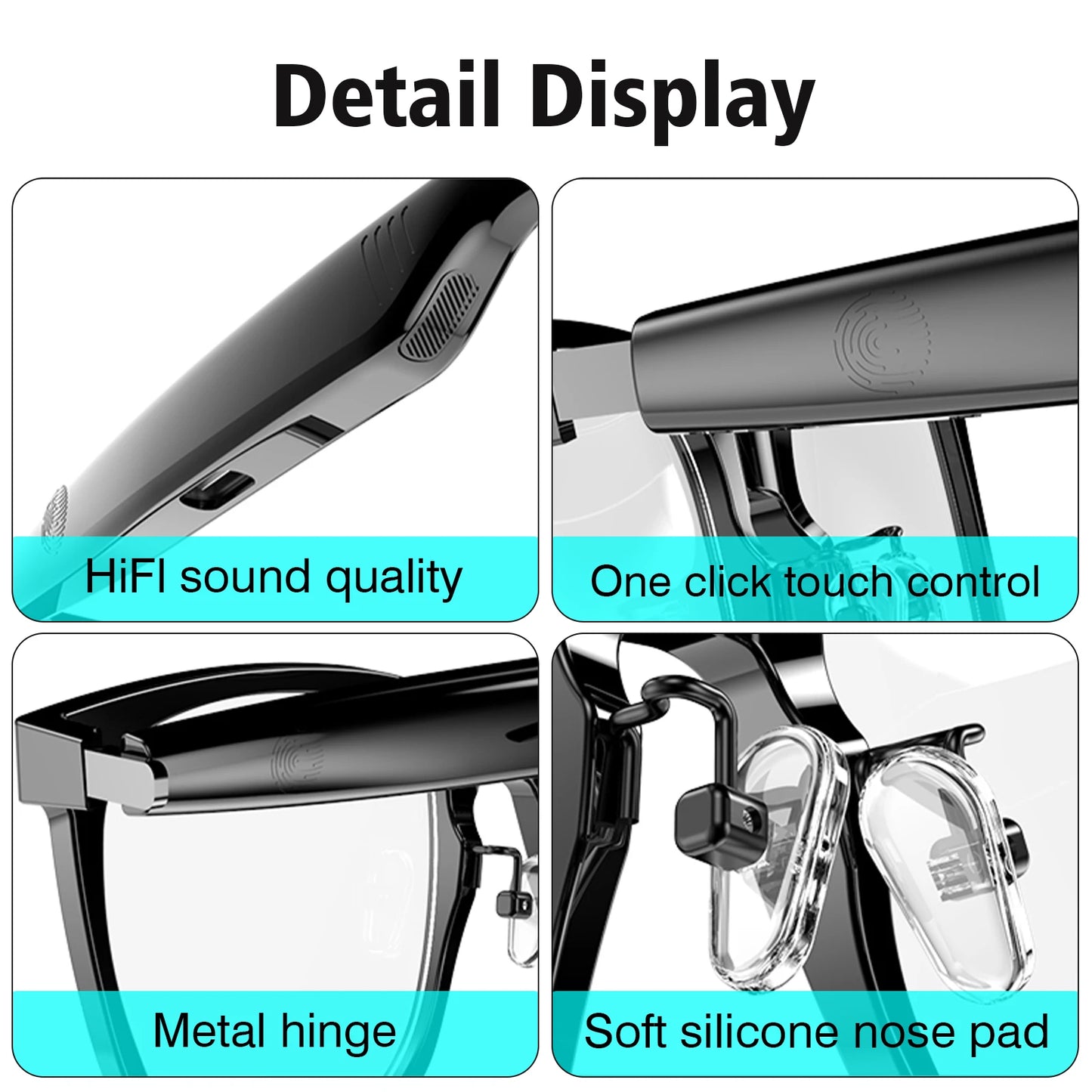 Wireless smart glasses with music playback and wireless calling