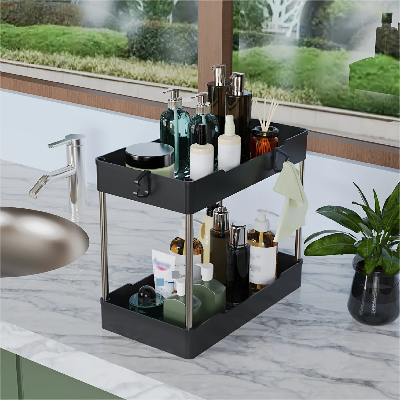 3pcs Under Bathroom Sink Organizers – Countertop Storage Racks for Cosmetics
