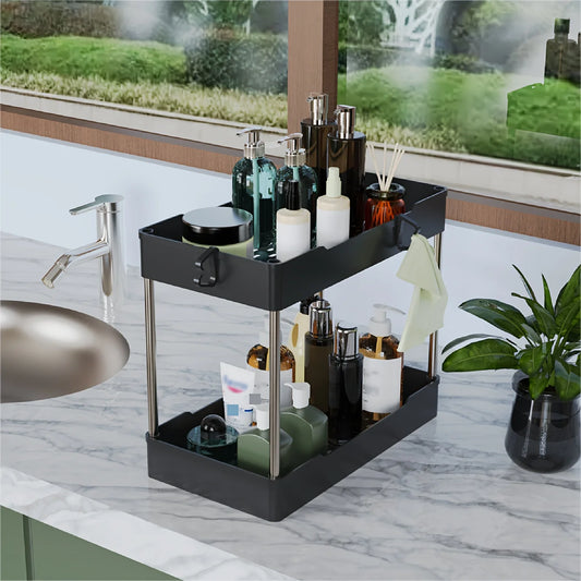 3pcs Under Bathroom Sink Organizers – Countertop Storage Racks for Cosmetics