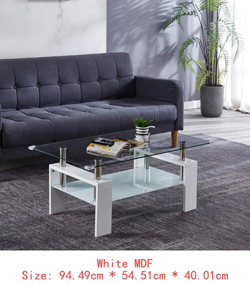 Red Rectangular Coffee Table with Double Layer Storage Shelf