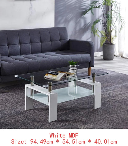 Red Rectangular Coffee Table with Double Layer Storage Shelf