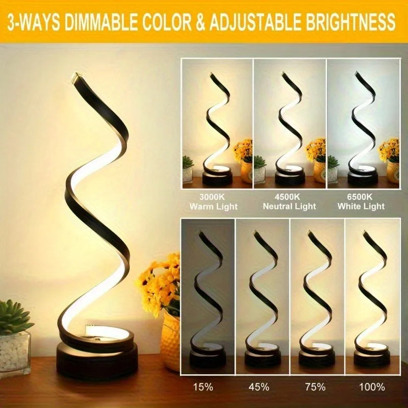 Classic Spiral LED Table Lamp,, Adjustable Arm, Soft Light, Multifunction