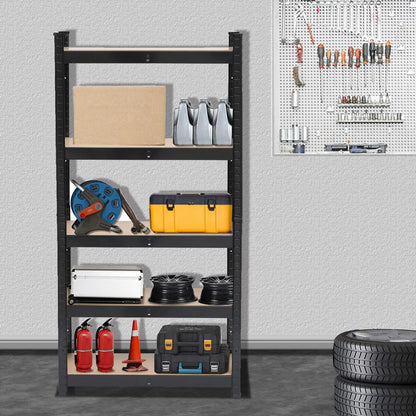 5 Tier Heavy Duty Black Metal Shelving Garage Storage
