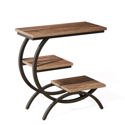 C-Shaped End Table, 3-Tier Small Table
