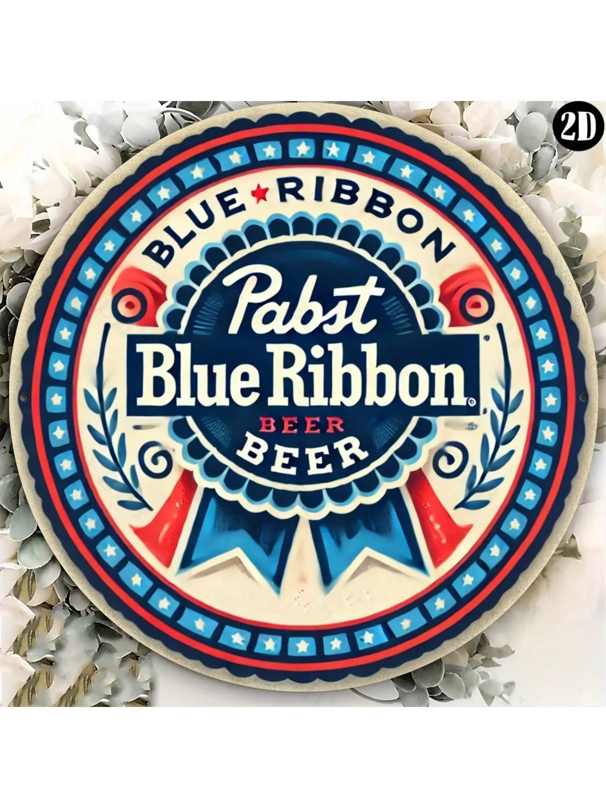 8x8" Retro Pabst Blue Ribbon Beer Metal Sign