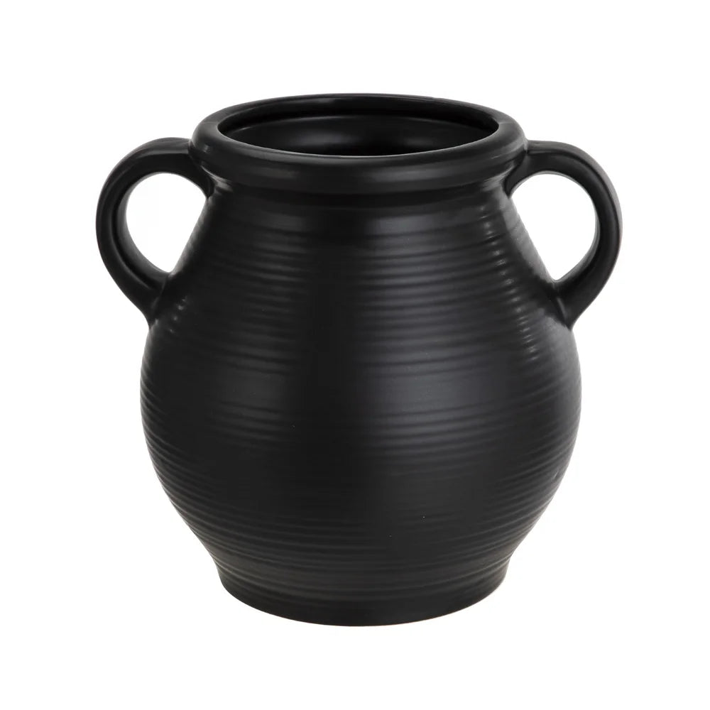 Ribbed Ceramic Vase Antique-Inspired Home Décor