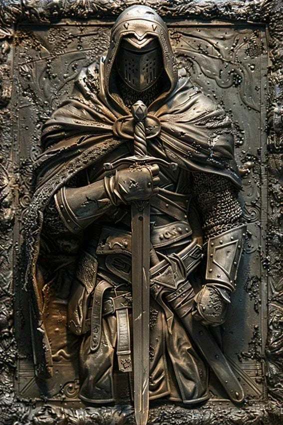 Vintage Metal Knight Assassin Sign