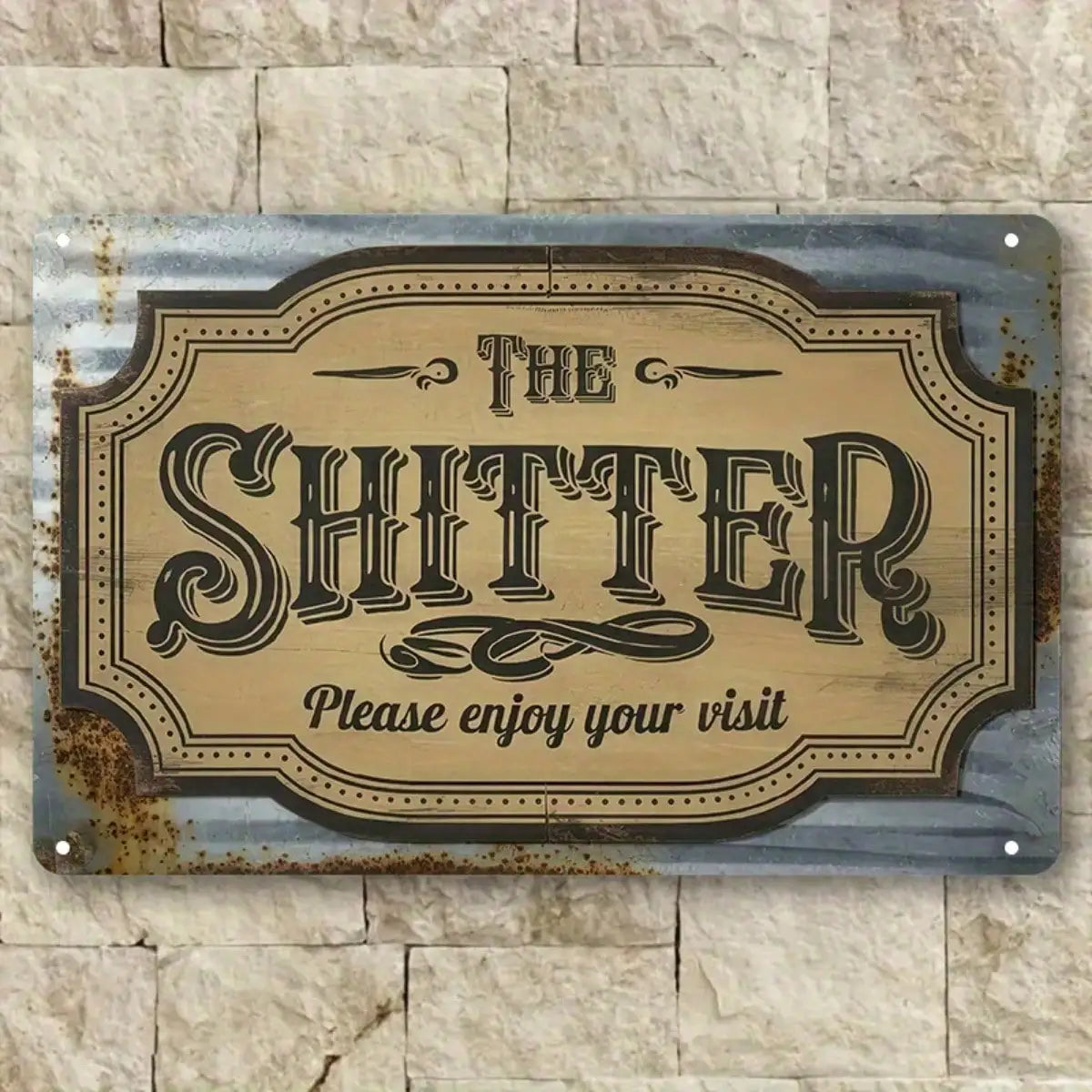1PC Tin Sign The Shitter, Humorous Toilet Art, 8x12 Inches / 20x30 Cm