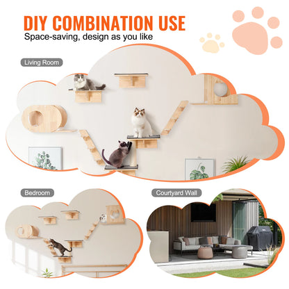 Wall Mounted Cat Shelves and Perches with Jumping Boards Hammocks & Cat Tree Shelves