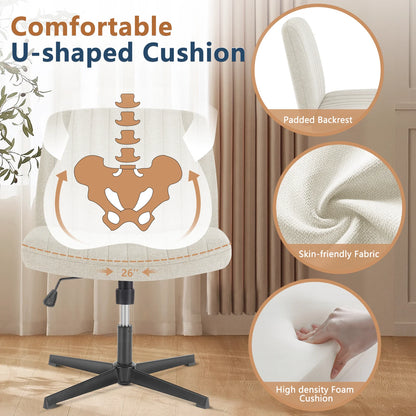 Adjustable Swivel Cross Legged Armless Wide Desk Chair
