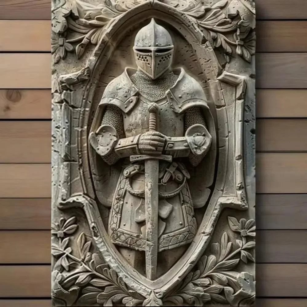 Vintage Metal Knight Assassin Sign