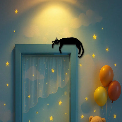 Gothic Boho Black Cat Silhouette Wall Art – Versatile Decor for Spooky Seasons