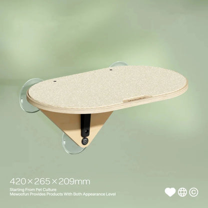 Cat Window Perch Hammock with Climbing Steps and Scratching Post Wooden Window Mounted