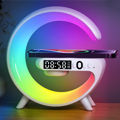 Wireless Charger Pad Stand Speaker TF RGB Night Light 15W Fast Charging Station for iPhone