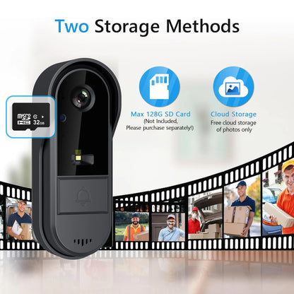WiFi doorbell  2-way HD 1080P, microSD/cloud, waterproof,