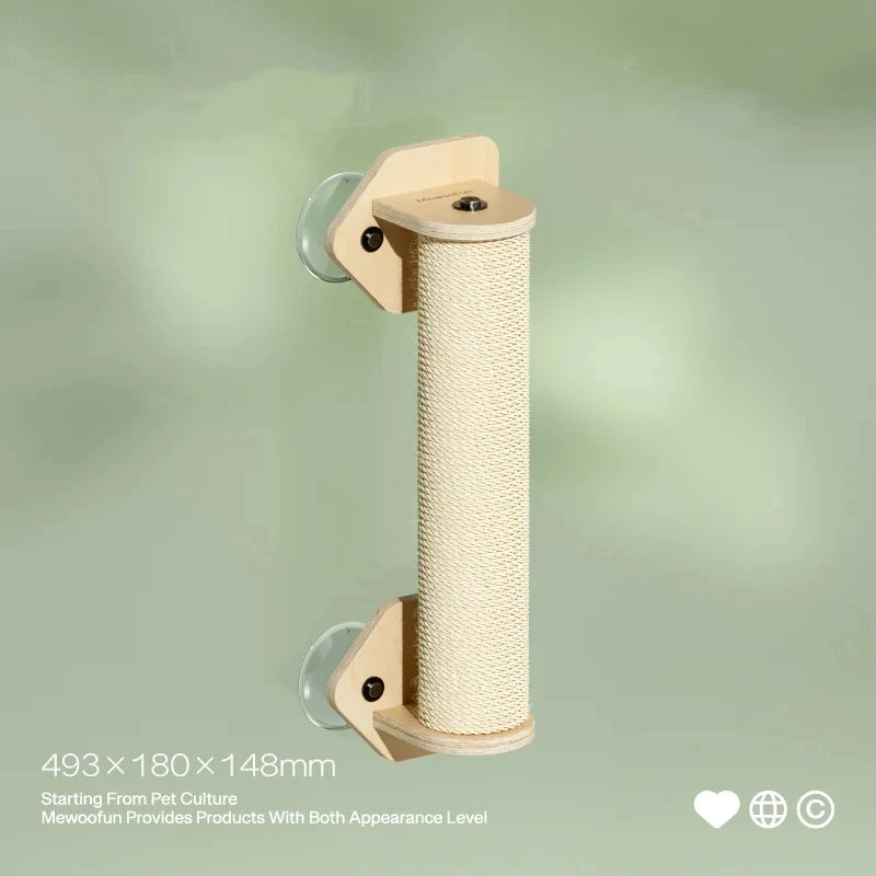 Cat Window Perch Hammock with Climbing Steps and Scratching Post Wooden Window Mounted