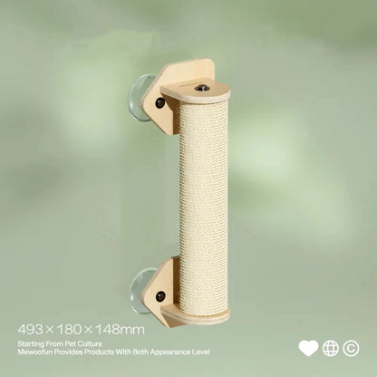 Cat Window Perch Hammock with Climbing Steps and Scratching Post Wooden Window Mounted