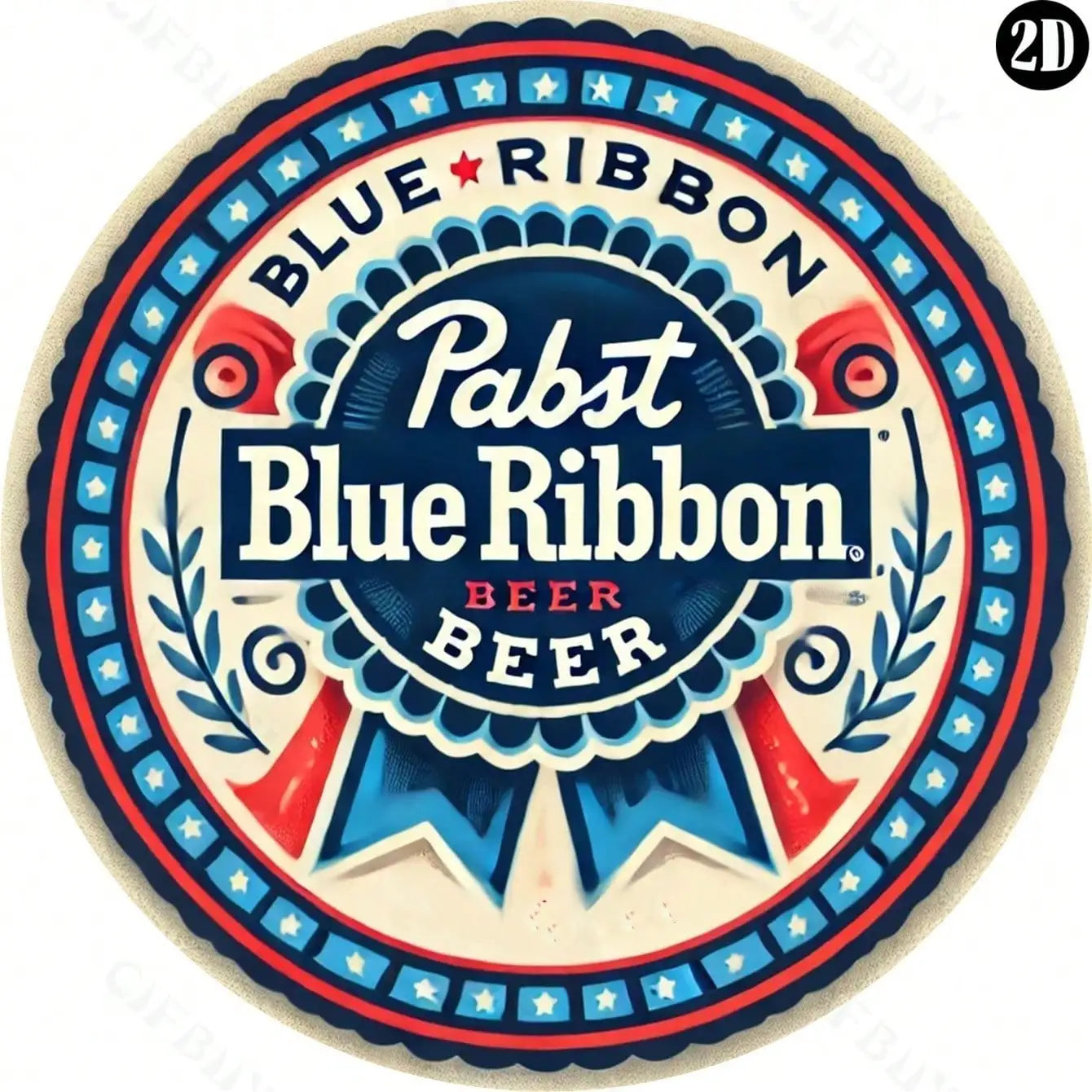 8x8" Retro Pabst Blue Ribbon Beer Metal Sign