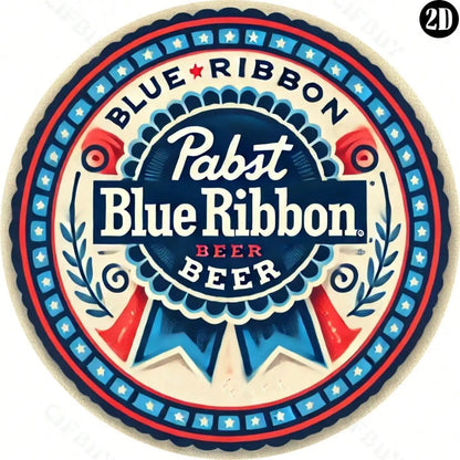 8x8" Retro Pabst Blue Ribbon Beer Metal Sign