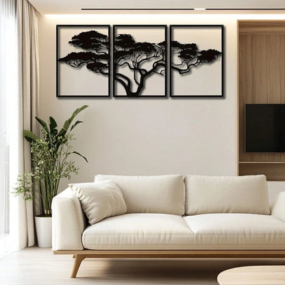 "Handmade African Baobab Tree Metal Wall Art – Tribal Boho Tree of Life Sculpture