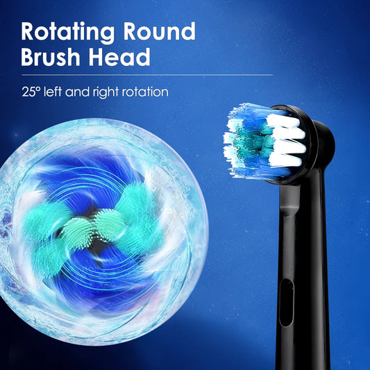 Rechargeable Rotary Toothbrush with 4 Heads, 5 Modes Setting Teeth Whitening Oral Car