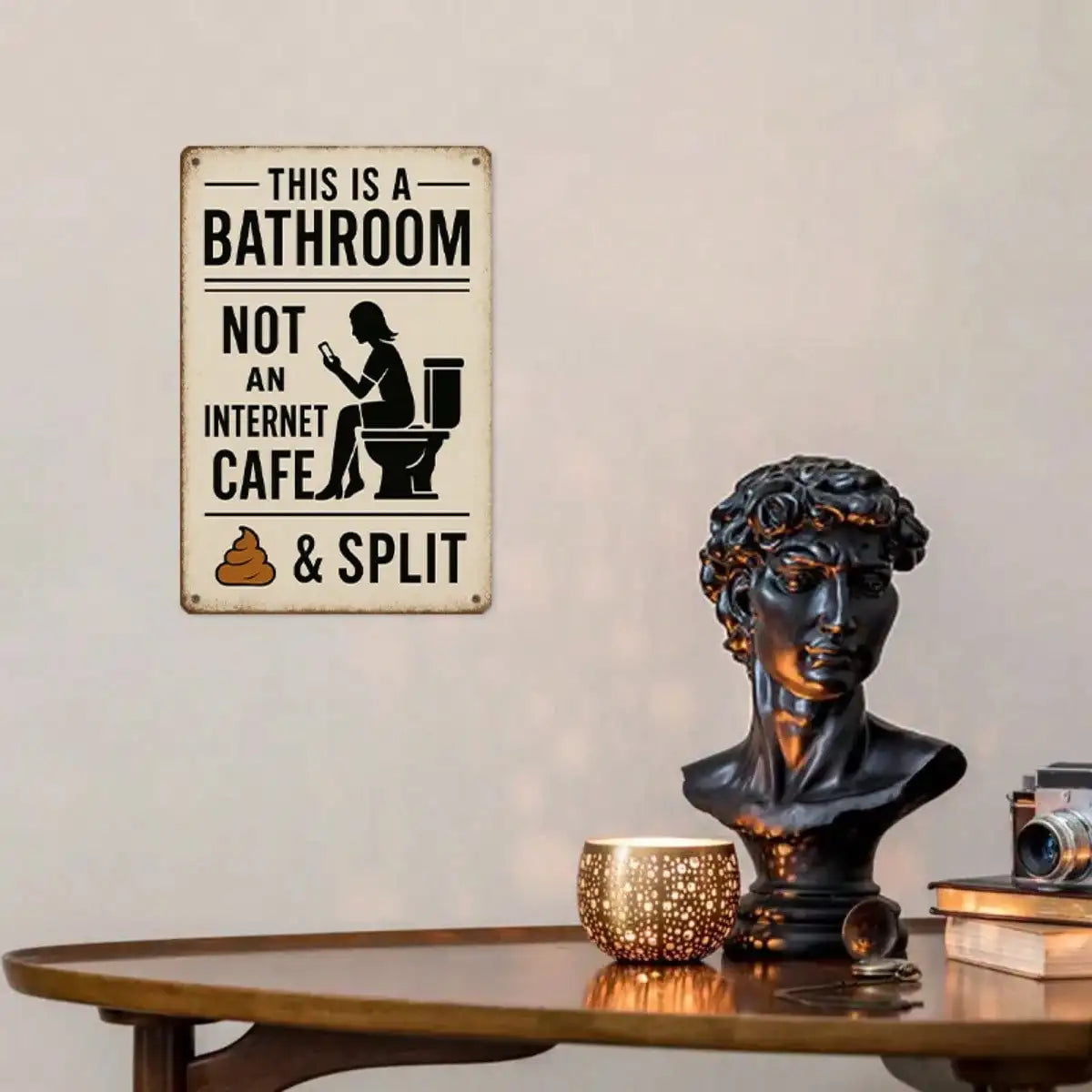 1PC Tin Sign Bathroom Humor - Vintage Style Wall Art