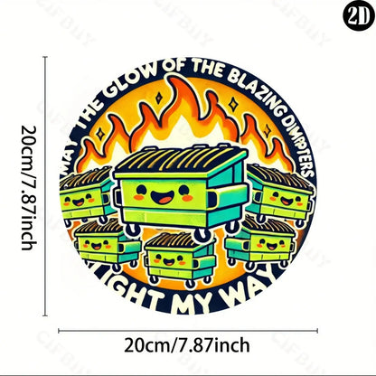 8x8" Vintage 'Dumpster Fire' Metal Sign,