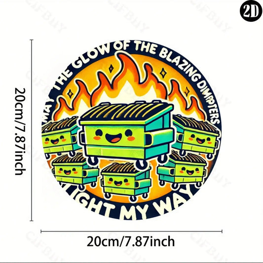 8x8" Vintage 'Dumpster Fire' Metal Sign,