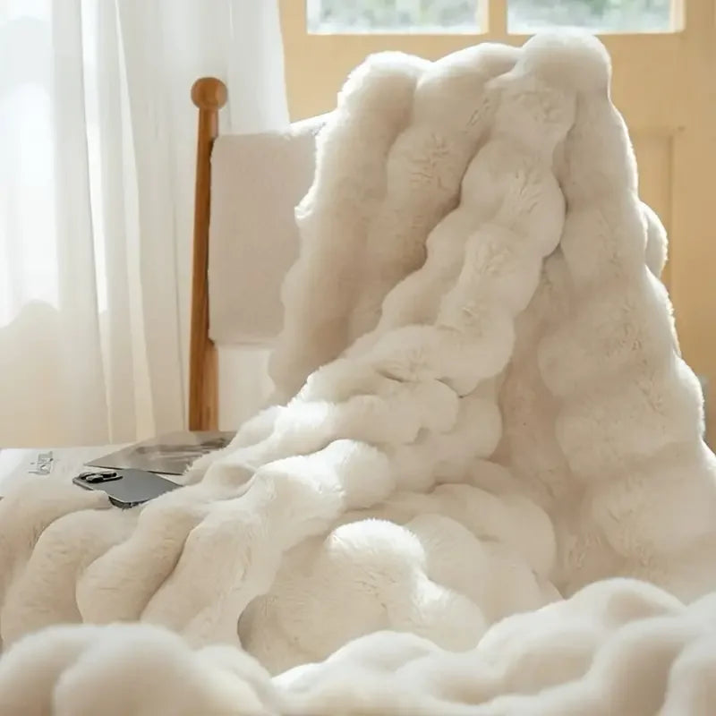 [Cozy|Faux Rabbit] Soft, Warm, 1pc Cozy Faux Rabbit Fleece Blanket | Throw