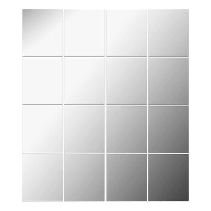 16 PCS Home Gym Mirror Tiles, 14'' x 12'', Large Frameless Wall Mirror