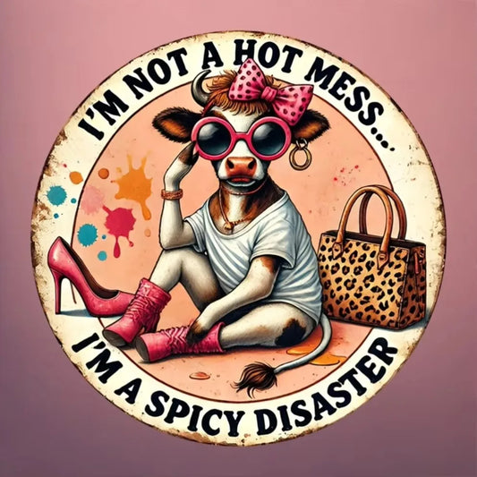 Whimsical Cow in Pink Outfit Wall Art | Vintage Decor