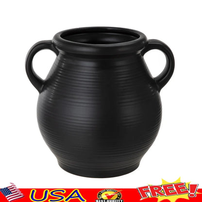 Ribbed Ceramic Vase Antique-Inspired Home Décor