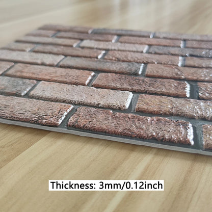 20PCS Of Brown Brick Pattern Self-adhesive Wall Sticker,3D Foam Panel,