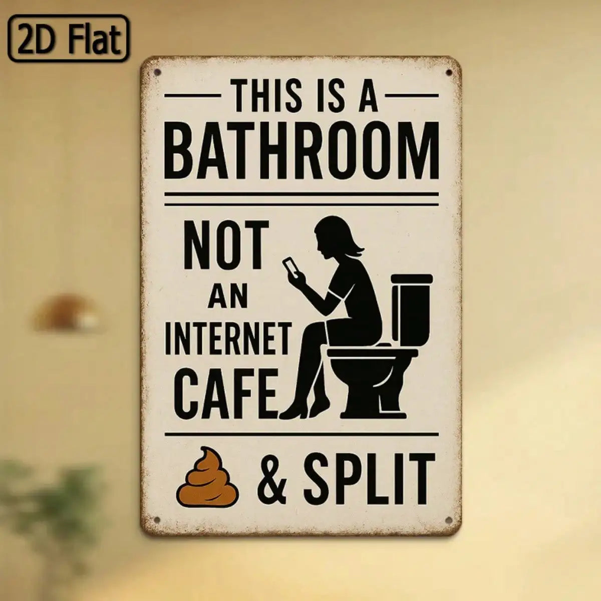 1PC Tin Sign Bathroom Humor - Vintage Style Wall Art