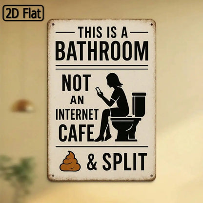 1PC Tin Sign Bathroom Humor - Vintage Style Wall Art