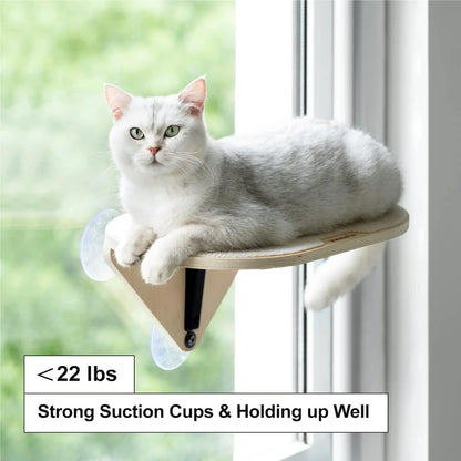 Cat Window Perch Hammock with Climbing Steps and Scratching Post Wooden Window Mounted