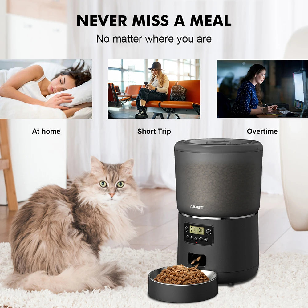 Automatic smart pet feeder for cats dogs stainless steel, bowl Customize healthy food 1-9 portions