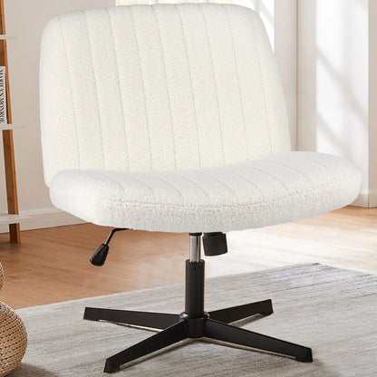 Adjustable Swivel Cross Legged Armless Wide Desk Chair