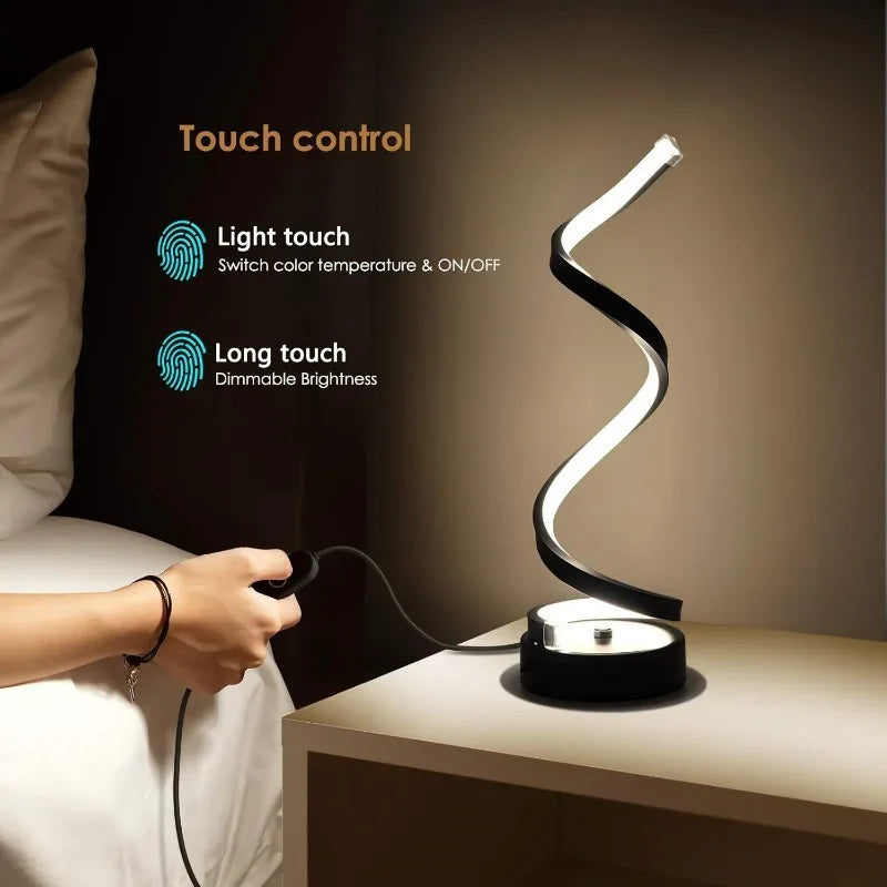 Classic Spiral LED Table Lamp,, Adjustable Arm, Soft Light, Multifunction