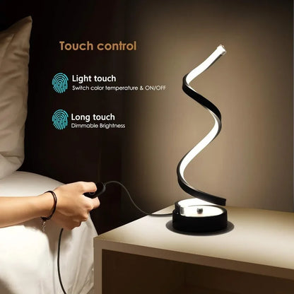 Classic Spiral LED Table Lamp,, Adjustable Arm, Soft Light, Multifunction