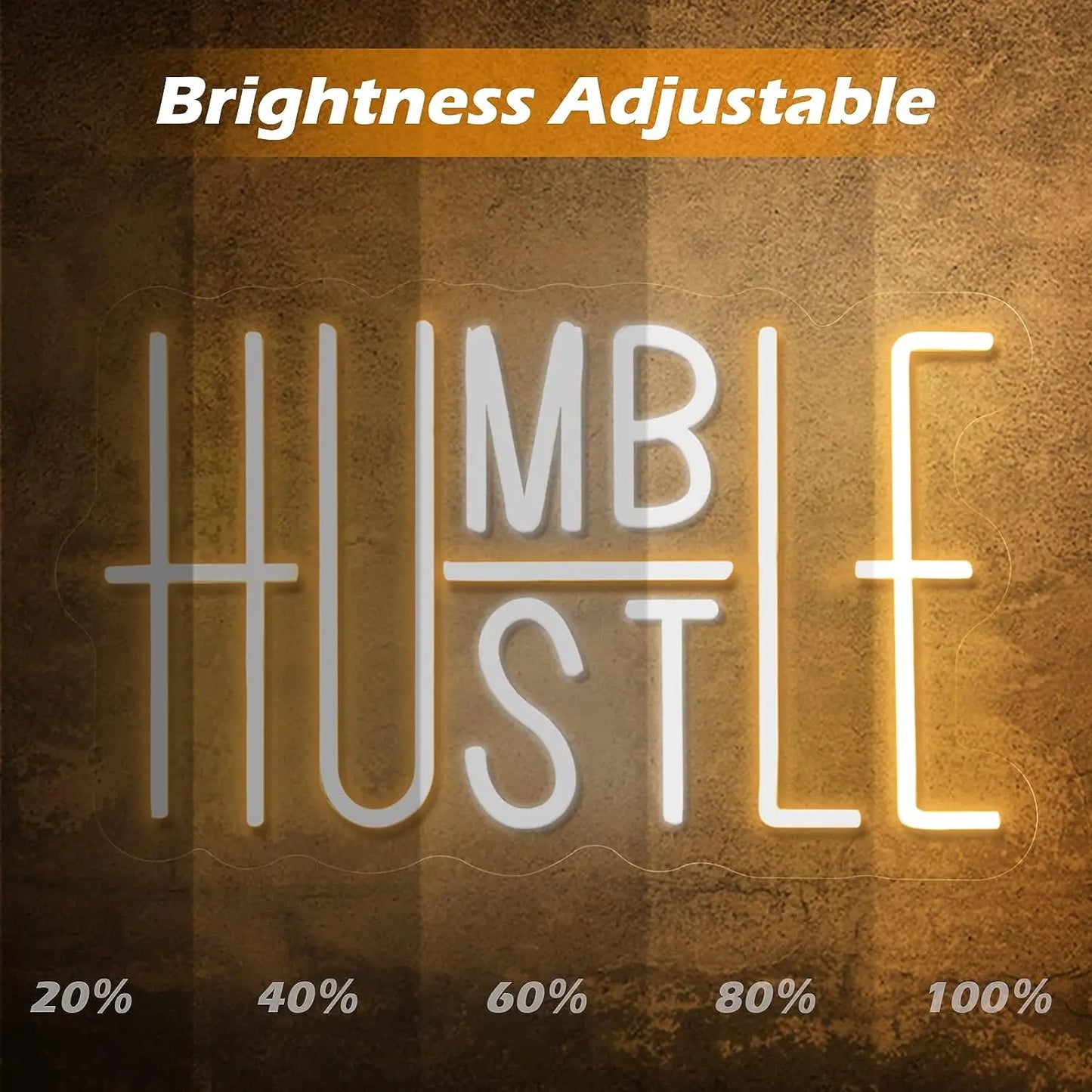 Hustle/Humble LED Neon Sign for Wall Decor,,