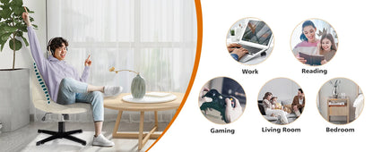 Adjustable Swivel Cross Legged Armless Wide Desk Chair