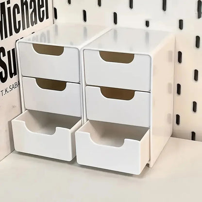 3-Tier Plastic Cosmetic Storage Box Organizer with Drawers