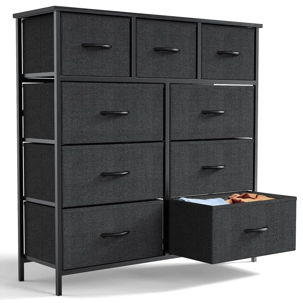 Dresser 9 Fabric Storage Drawer Wardrobe Tall Chest Organizer