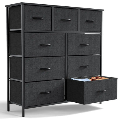 Dresser 9 Fabric Storage Drawer Wardrobe Tall Chest Organizer