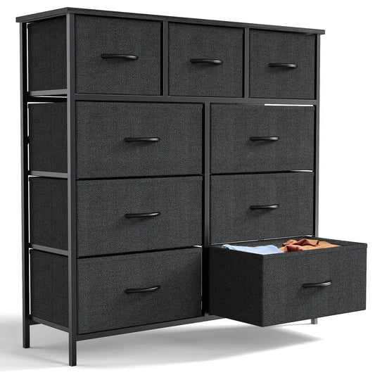 Dresser 9 Fabric Storage Drawer Wardrobe Tall Chest Organizer