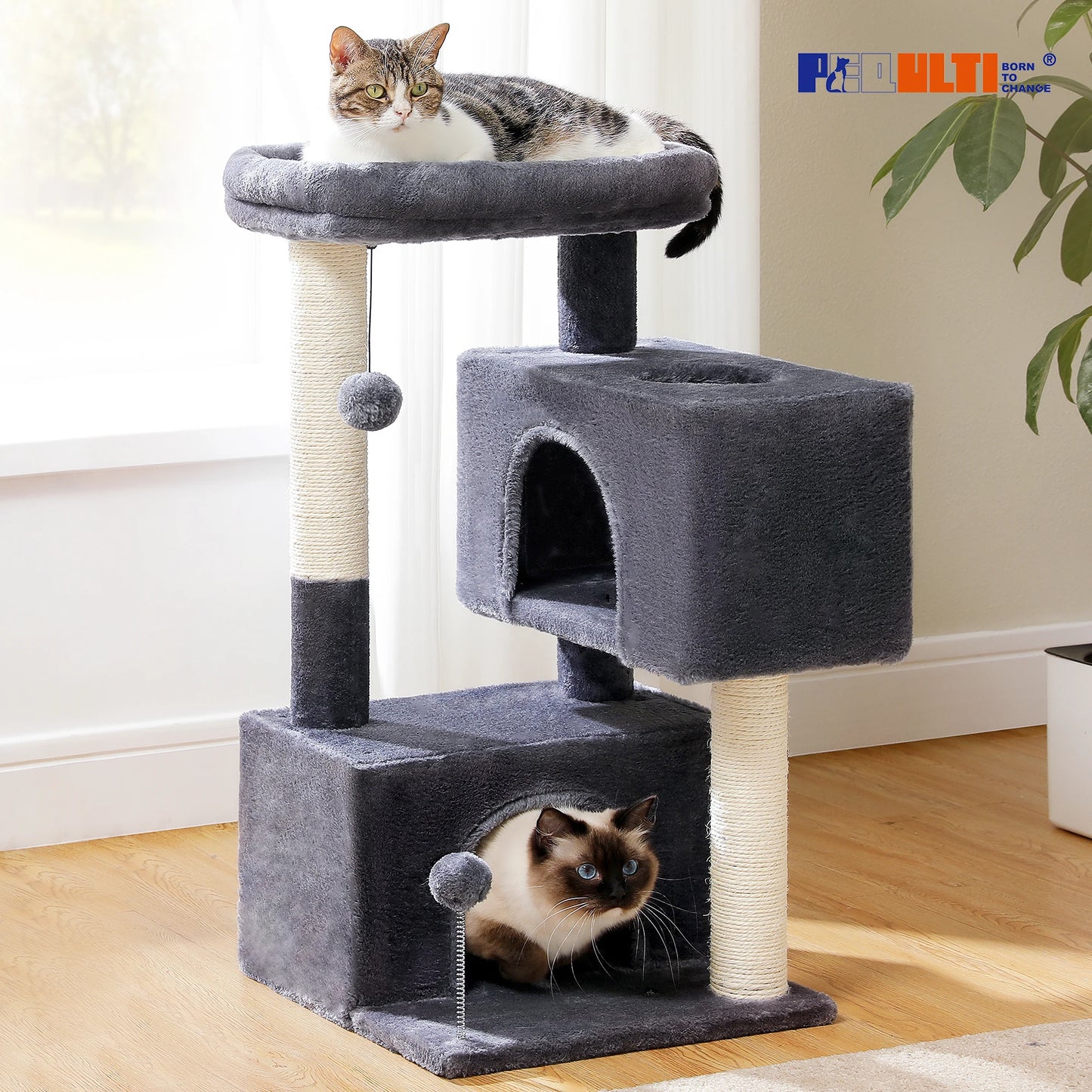 Multi Level Cat Tree Tower,  Large Condo for Indoor Kitten Bed